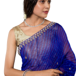 Royal Blue Lehariya Saree with Pearl Kundan Work | 20 Gram Georgette | Jaipurio Traditional Wear